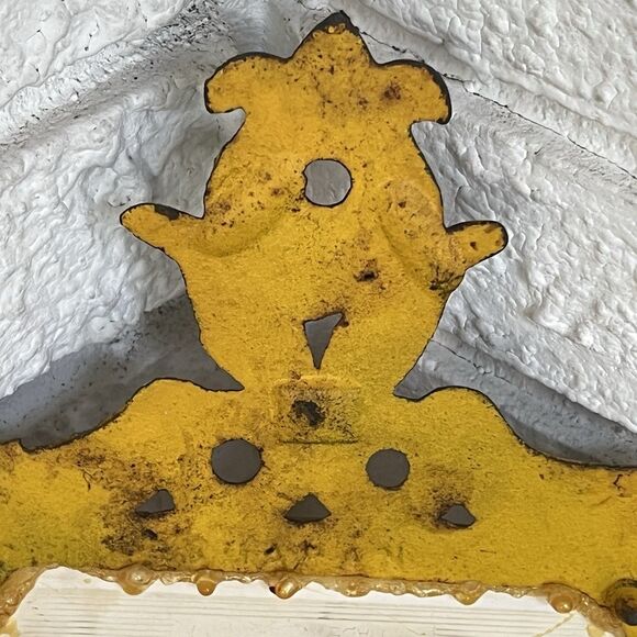 VTG Cast Iron Ceramic Tile Footed Trivet PEACHES in Brandy Rustic MCM Farmhouse - Picture 7 of 13